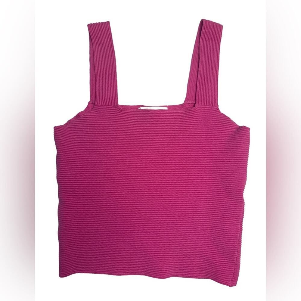Pink Ribbed Knit Tank Top – Size Medium - Picture 2 of 5